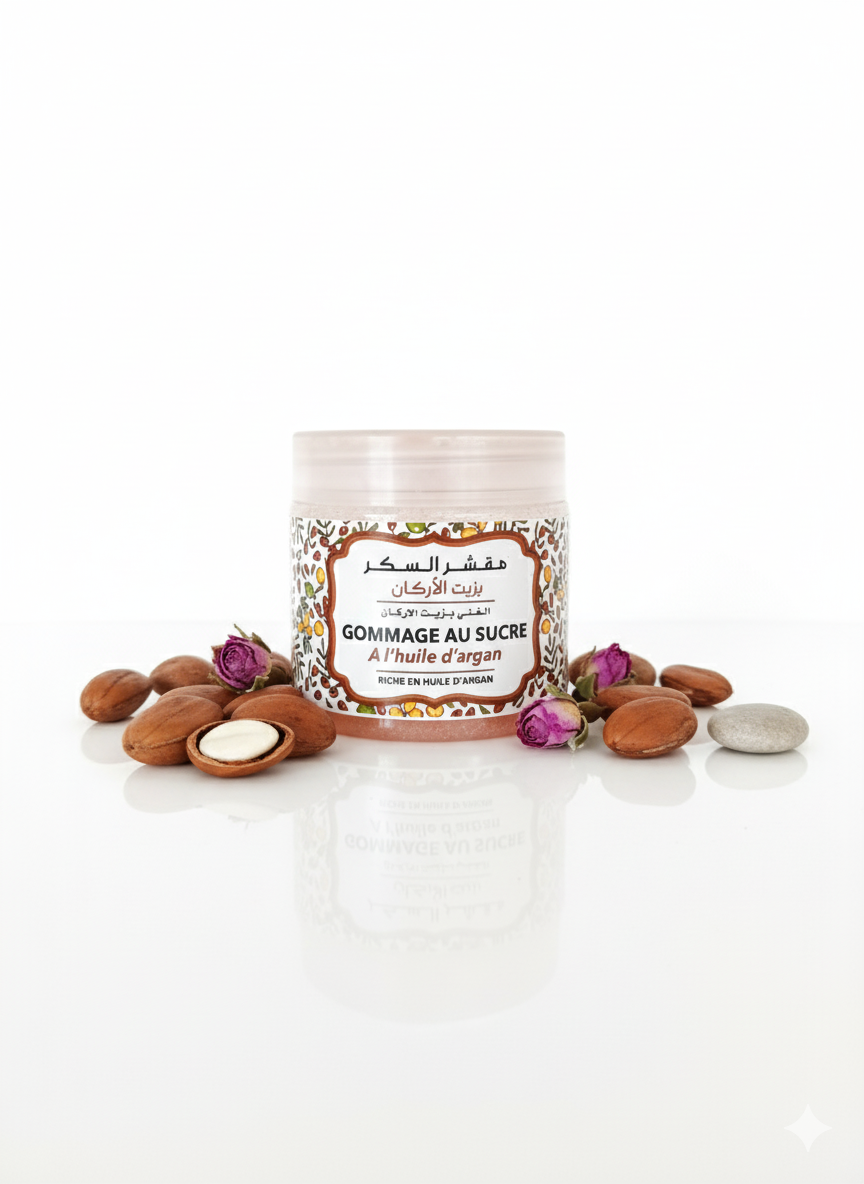 Gommage au Sucre à l'Huile d'Argan – Éclat Naturel rituel bien être 250g