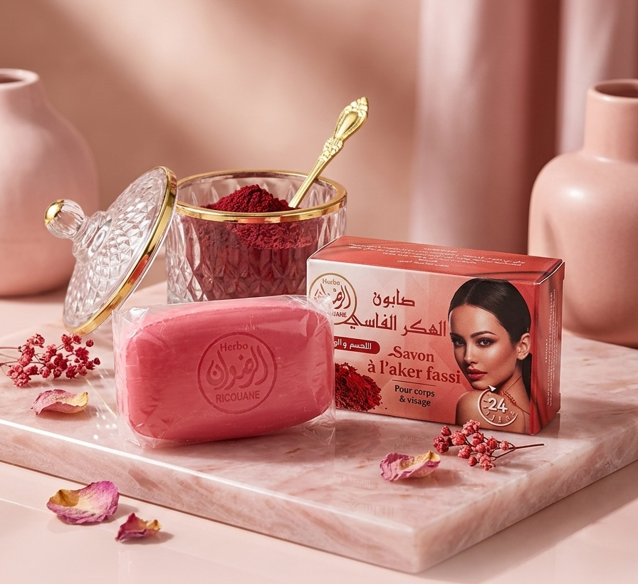Savon à l'Aker Fassi (Poudre de Coquelicot) – Éclat & Teint Rose Naturel