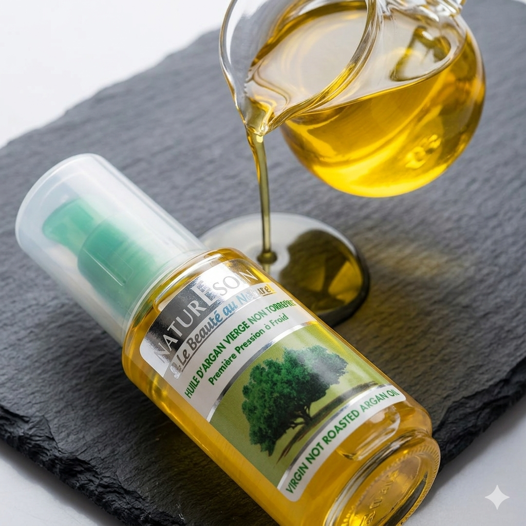 Huile d'Argan Pure (Non Torréfiée) huile végétale cosmétique vierge 100% naturelle 50 ml