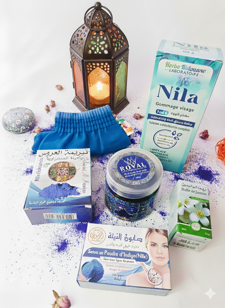 Coffret de bien être rituel complet à base naturelle de la poudre de Nila Bleu