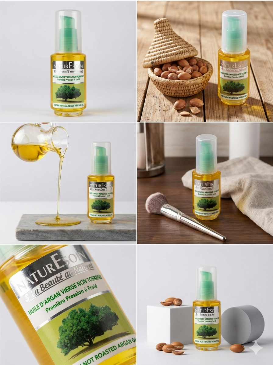 Huile d'Argan Pure (Non Torréfiée) huile végétale cosmétique vierge 100% naturelle 50 ml