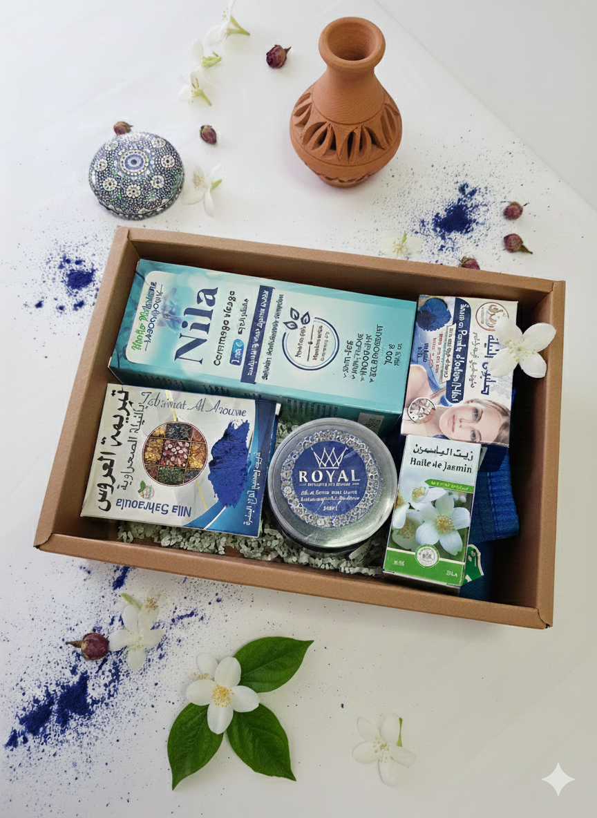 Coffret de bien être rituel complet à base naturelle de la poudre de Nila Bleu